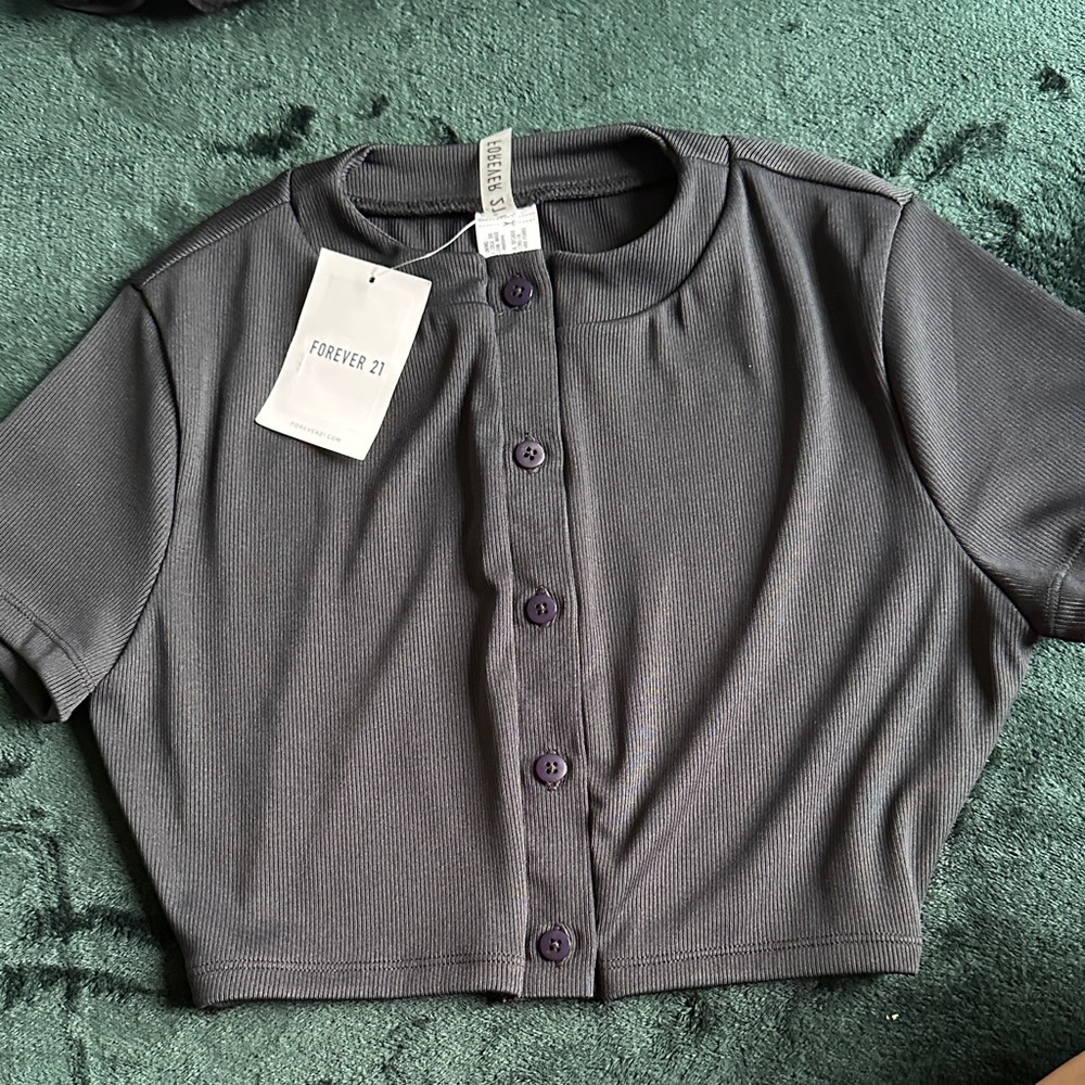 Forever 21 Charcoal Button-Down Women's Shirt